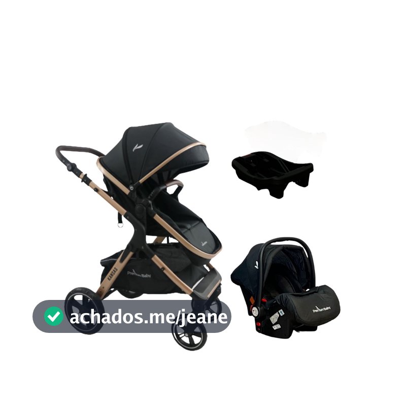 Carrinho Kansas Gold Premium Baby c/ Bebê Conforto e Base