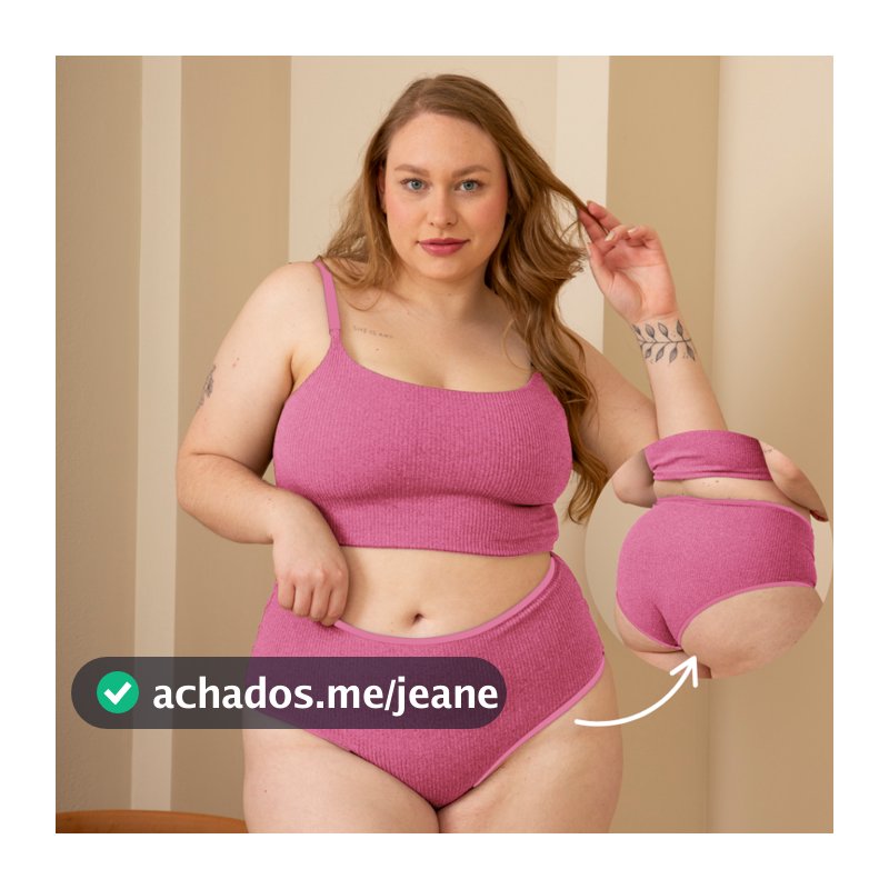 Conjunto Plus Size Top Alcinha Reforçado e Calcinha Cintura Alta Shortinho Lingerie Feminina
