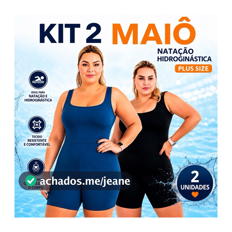 Kit 2 Maiôs Natação Hidroginástica Plus Size