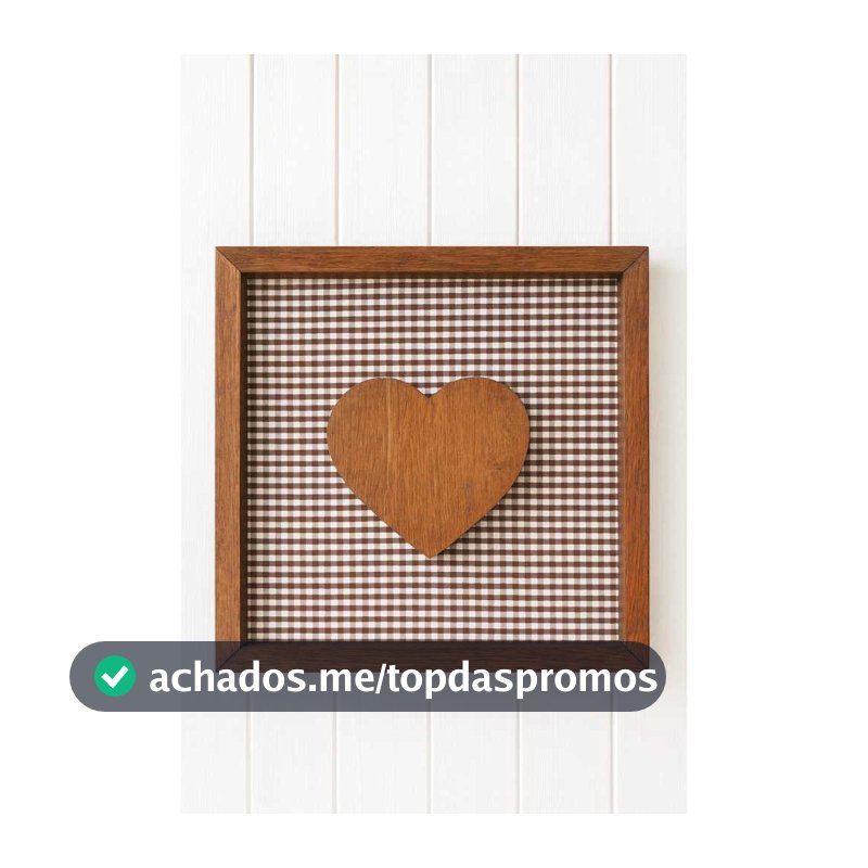 Quadro Coração Xadrez Marrom