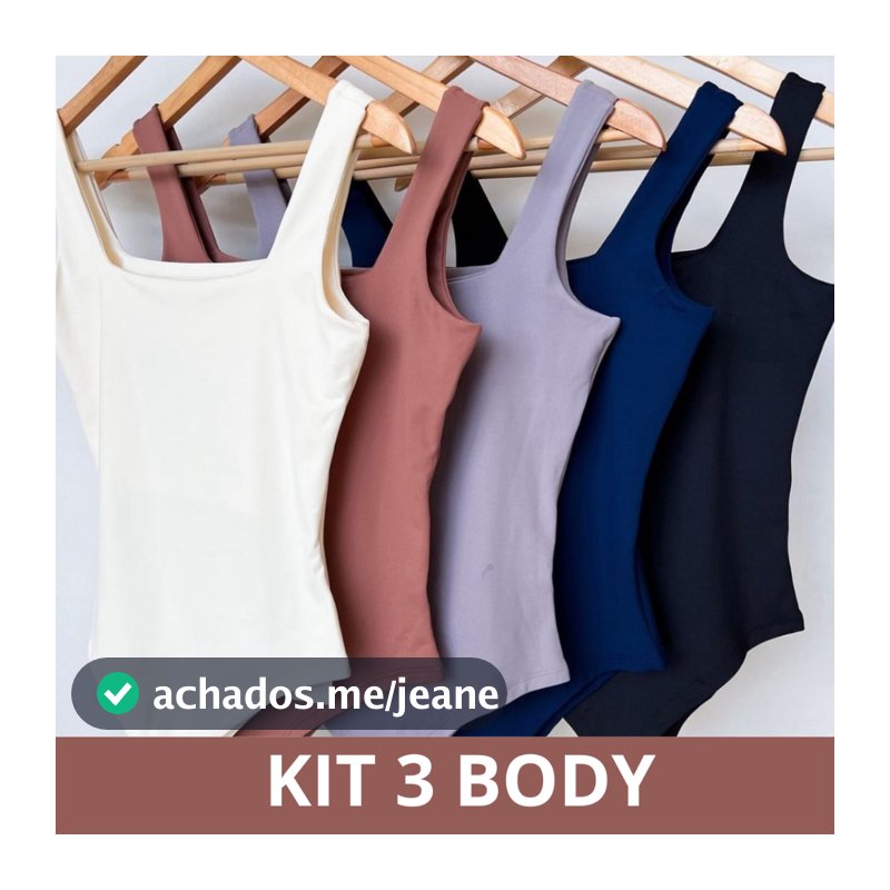 Kit Body Suplex Feminino Decote Quadrado com Forro Regata Alça Fina Verão 2027 Tendência Moda Blogueira