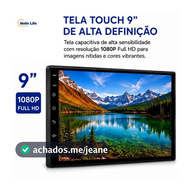 Player Automotivo MP10 9" 2 DIN Touch 1080P CarPlay Android Auto Bluetooth USB MicroSD 256GB