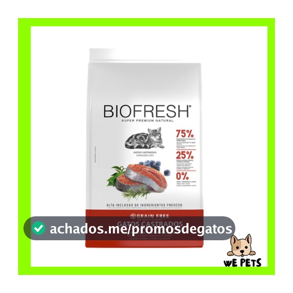 Ração 7,5kg Biofresh Super Premium Gatos Castrados Sabor Salmão