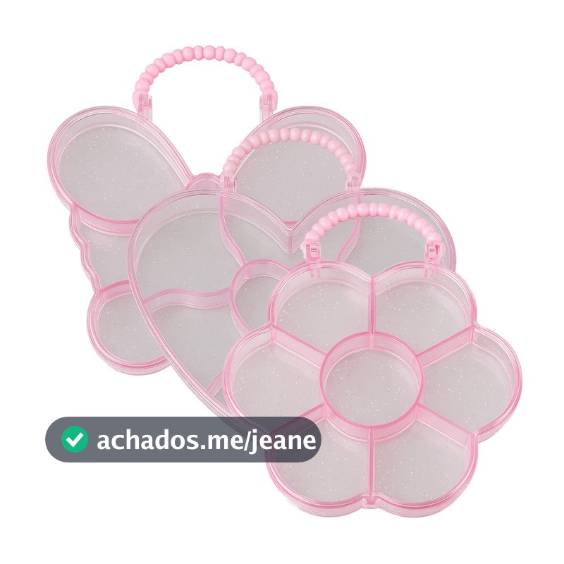 Caixa Plástica Rosa Organizador Costura Bijuterias 17x14cm Estojo Uso Geral