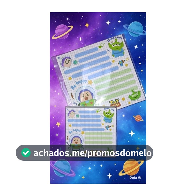 Bloco de Notas Buzz Lightyear - Papelaria Criativa - 9x9 e 6x6 50 folhas 100 folhas