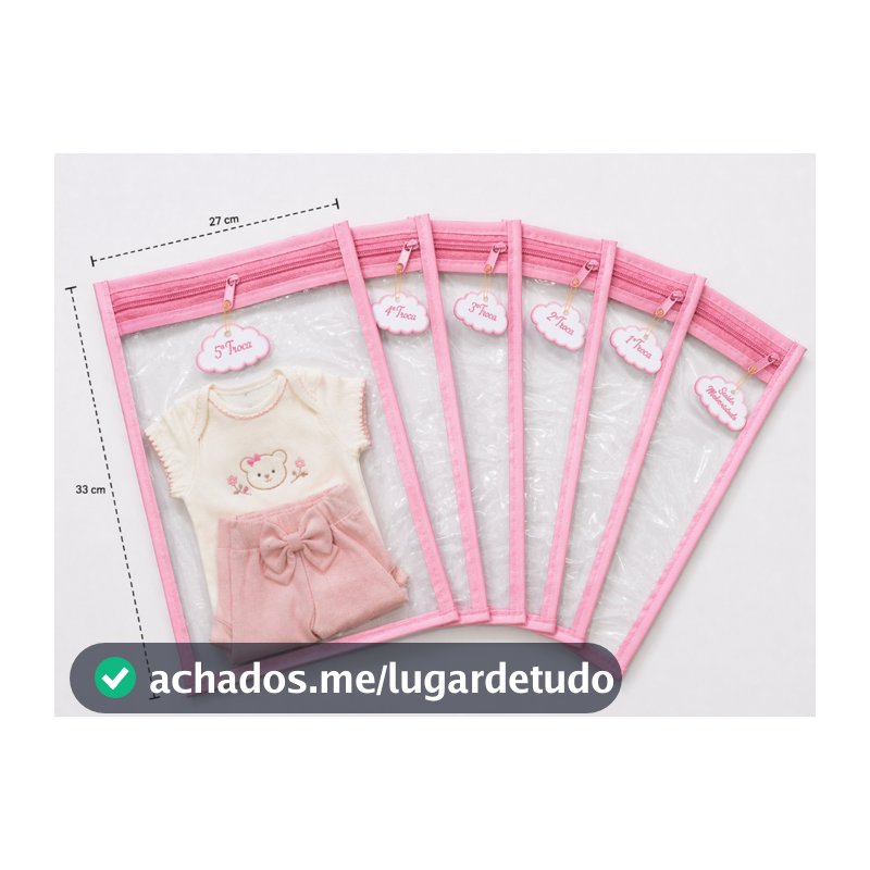 Kit 6 Saquinhos Maternidade com 6 Tag  De Identificação Com Zíper