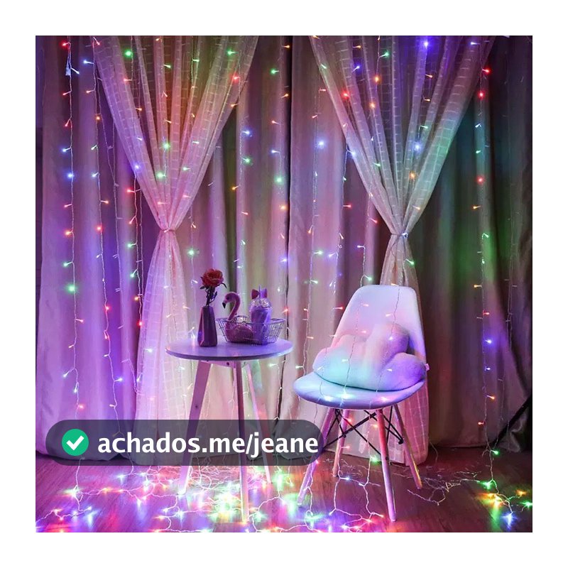 Cortina 3x3m Pisca Pisca 300 Leds 110V/220V Decoração De Natal Fio Transparente