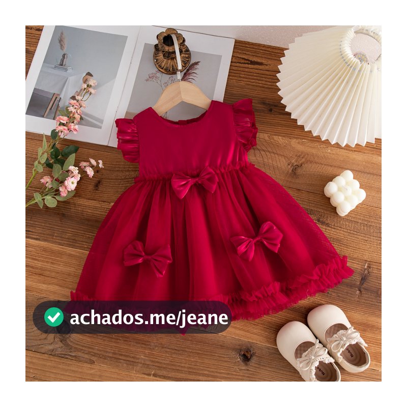 Verão Novo Arco Chiffon Bebê Menina Vestido De Princesa , Roupas Infantis Doces E Fofas Adequadas Para Aniversários (9 M