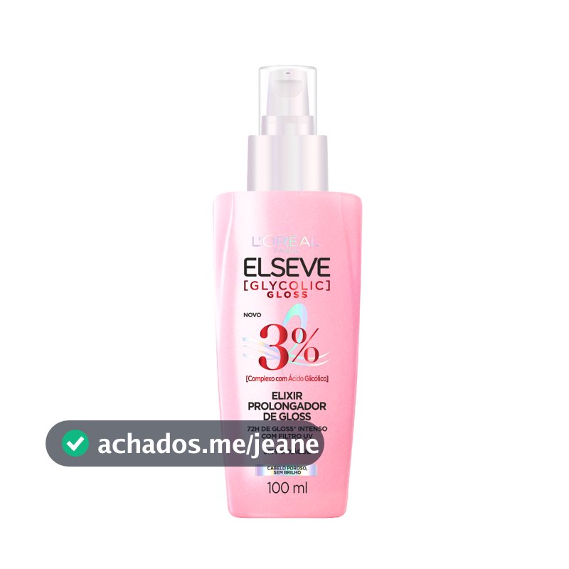 Sérum Elixir Antiporosidade, Protetor Térmico e Brilho, L'Oréal Paris Elseve Glycolic Gloss, 100ml