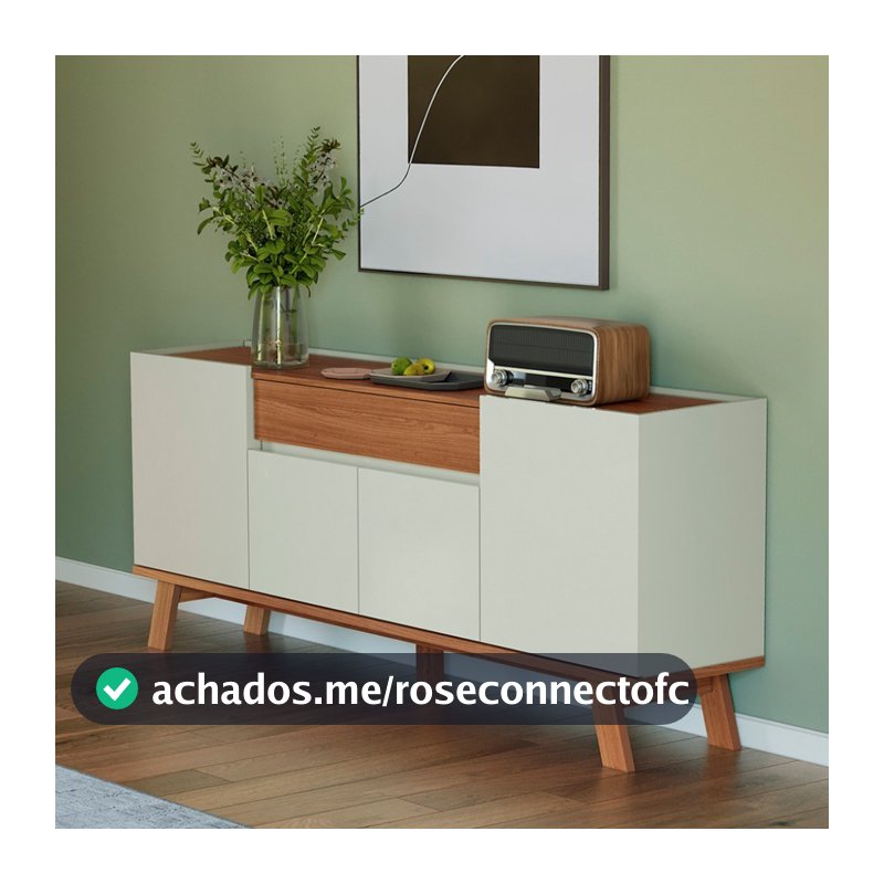 Balcão 4 Portas 1 Gaveta Lisboa Off White/Freijó - Dalla Costa