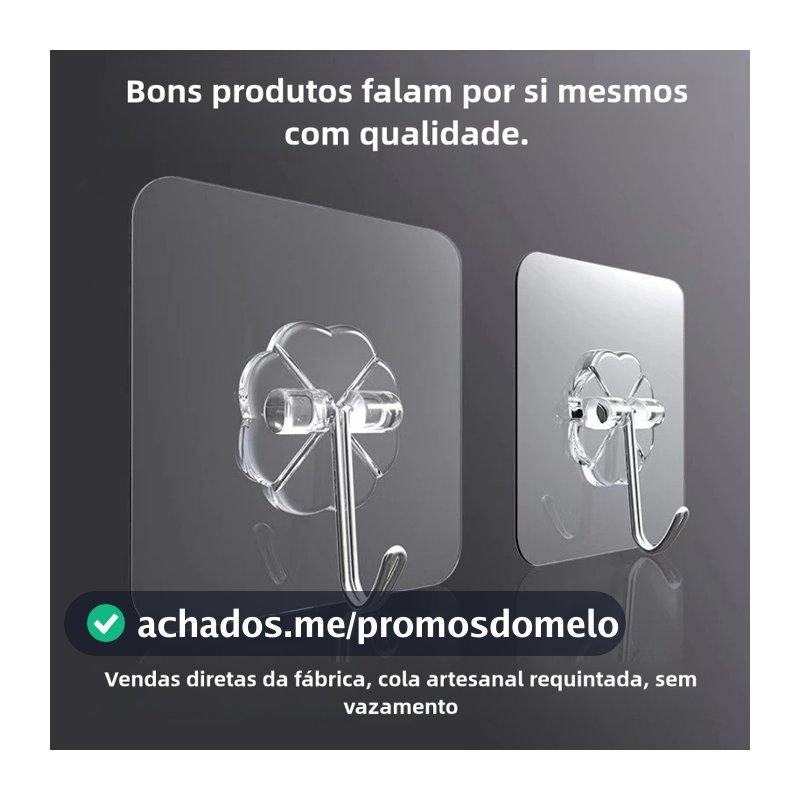 2/4/6/8/10/15 Gancho Adesivo Parede Multifuncional Transparente Autocolante Metálico Premium