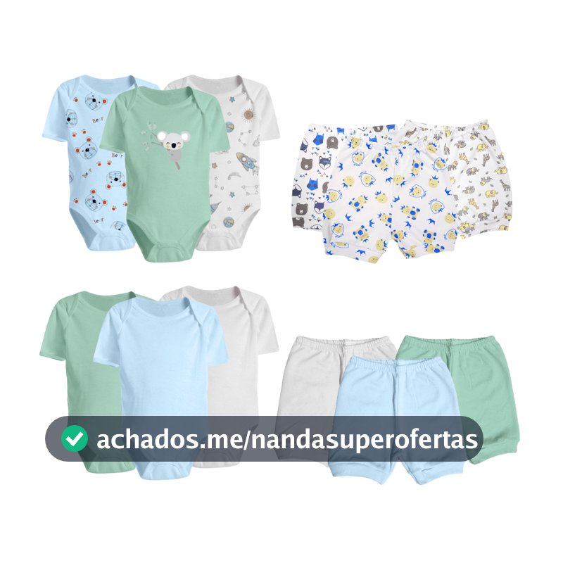 Kit Roupas de Bebê 12 Peças Body Manga Curta e Short Infantil