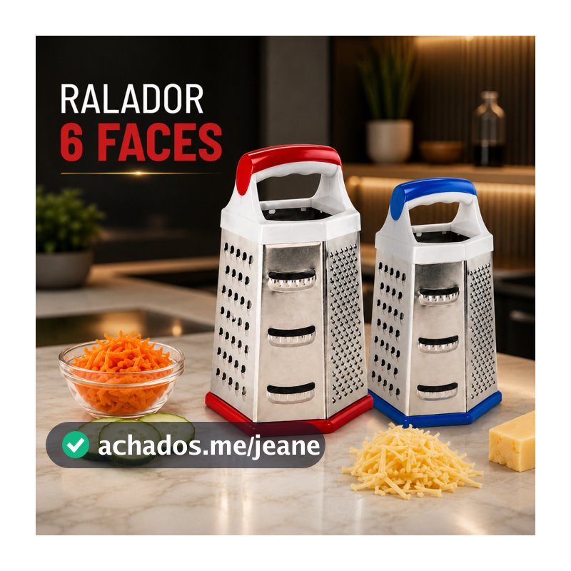 Ralador 6 Faces Multiuso Cozinha Legumes Queijo Verdura Base Silicone
