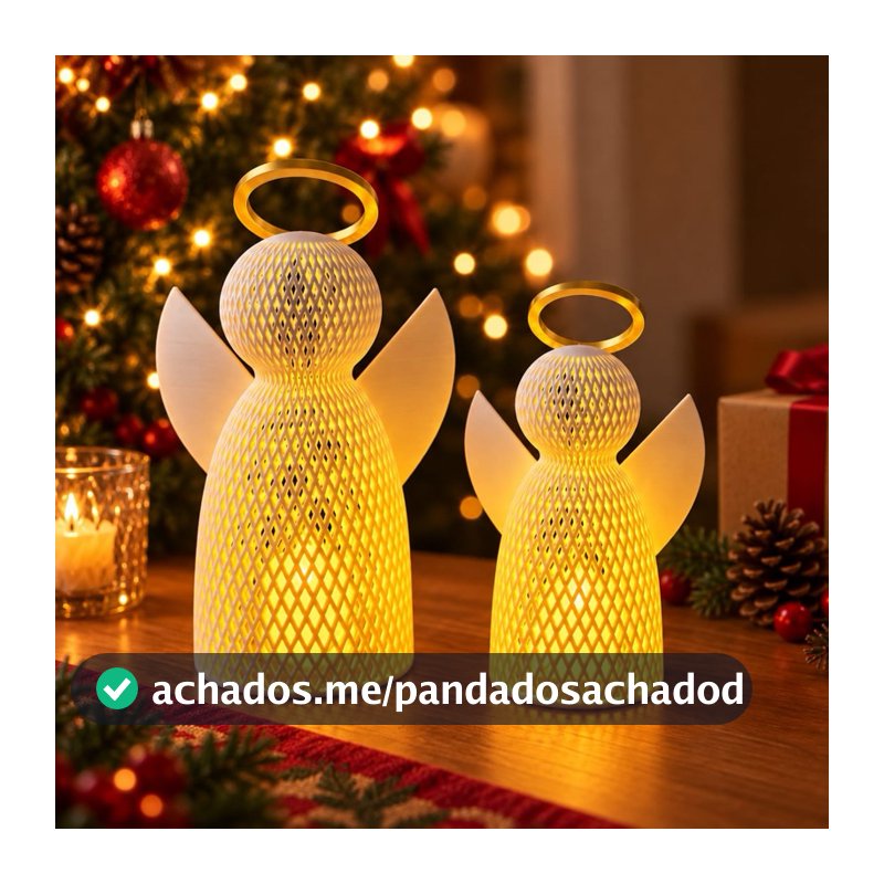Anjo de Natal decorativo - Com ou Sem Vela LED - Decoração Natalina - Presente - Batizado - Anjo da Guarda