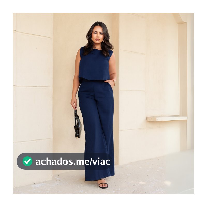 Conjunto Feminino Blusa e Calça Pantalona Em Alfaiataria