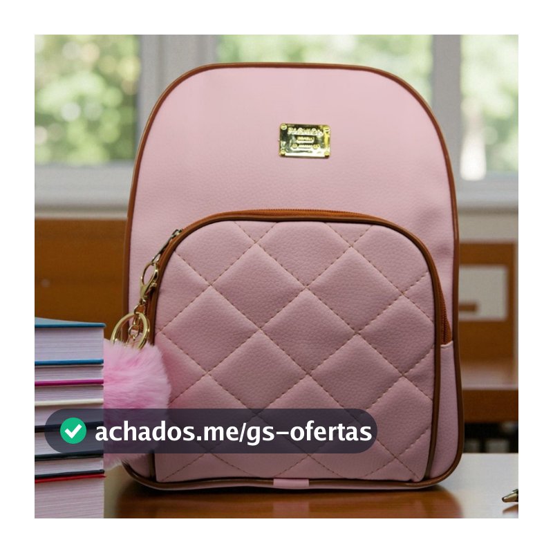 Mochila feminina mediana estilosa casual elegante & acompanha pompom