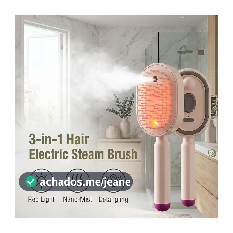 Escova De Cabelo Elétrica A Vapor 3 Em 1 , Alisador Recarregável Com Spray De Névoa , Almofada Desembaraçadora , Pente
