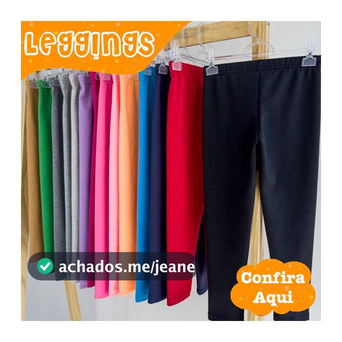 Kit 5 Calças Legging Infantil Molecotton Sem Pelúcia Elastano Tamanhos 02 ao 18 Cores Sortidas