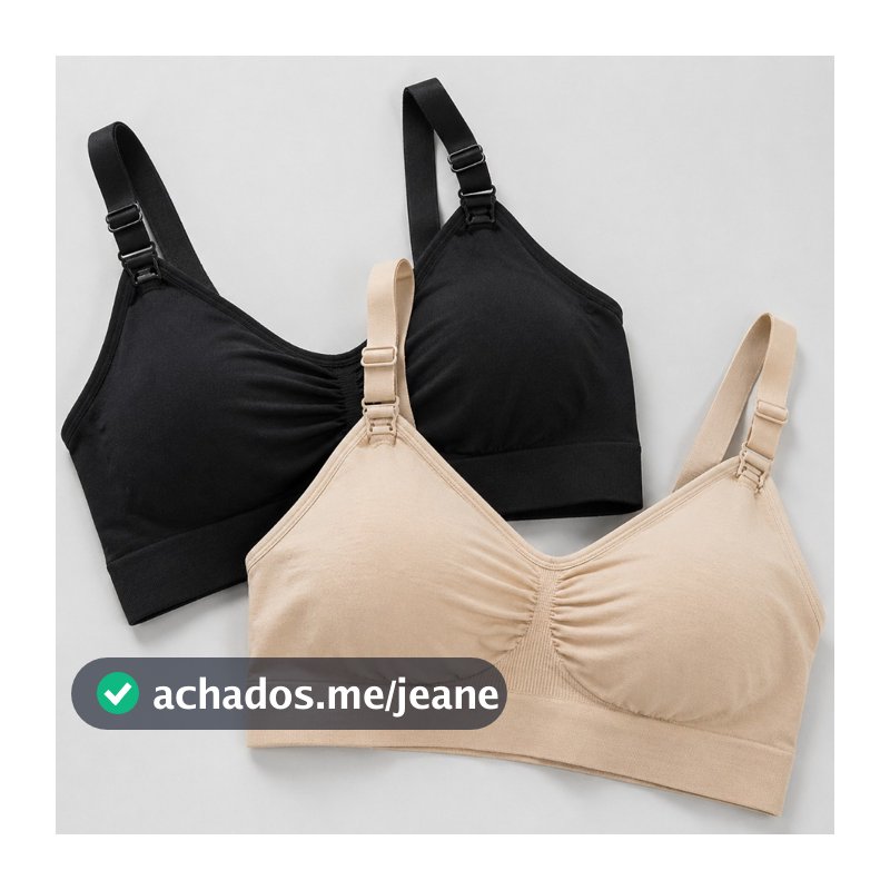Kit 2 Sutiãs de Amamentação Com Bojo Removível Neutro Confortável Sem Aro Reforçado