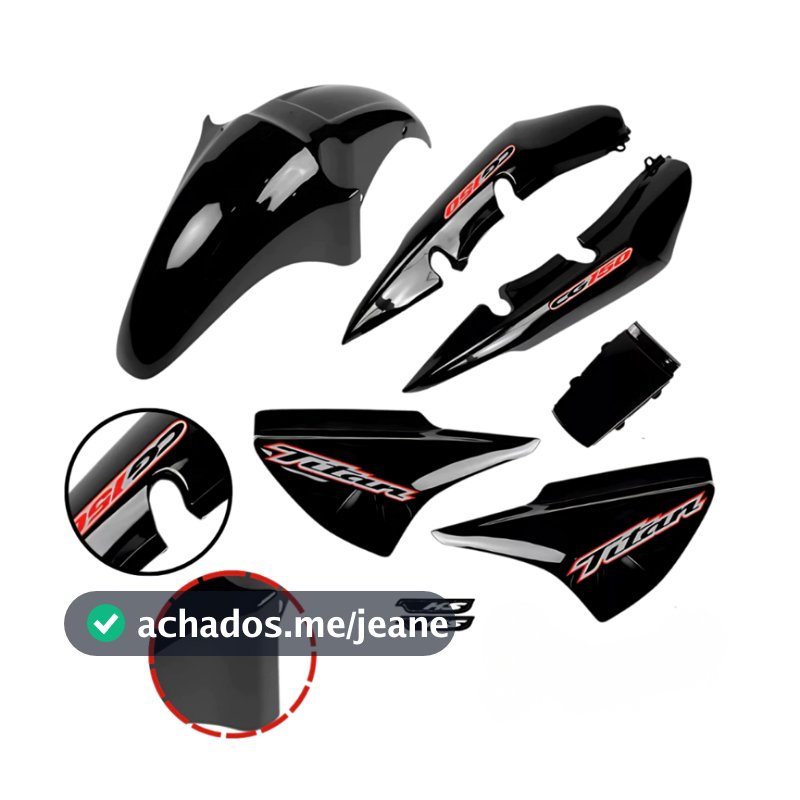 Kit Carenagem Titan 150 Preto 2004 2005 2006 2007 2008 + Adesivos Paralama + Tampa Lateral + Rabeta