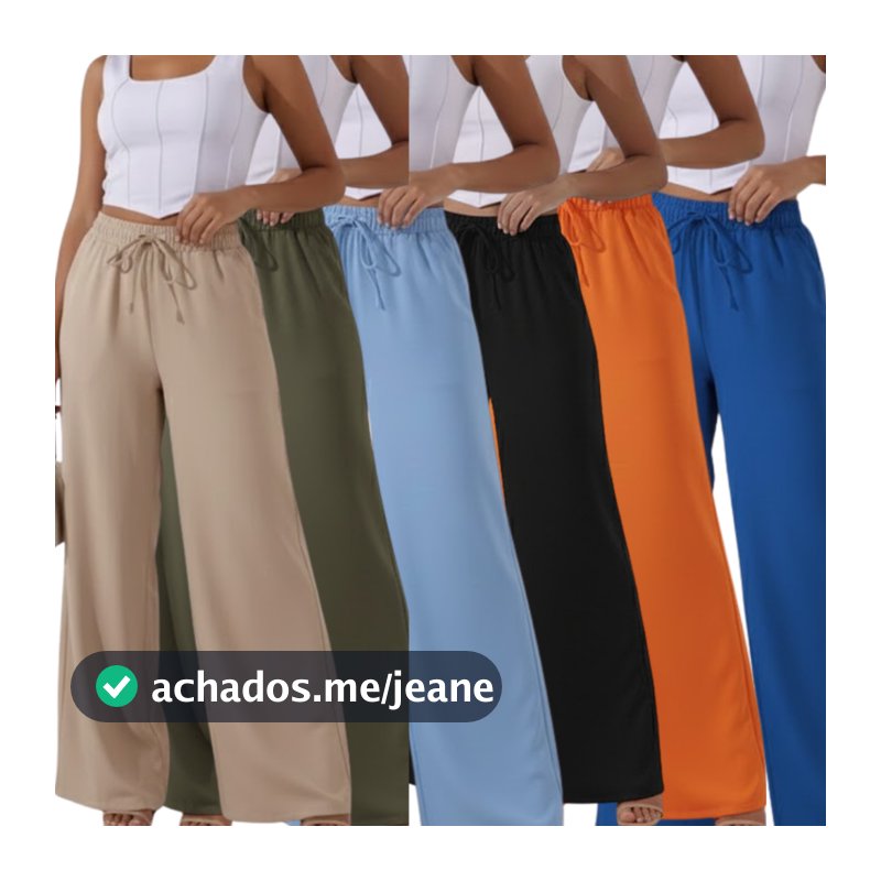 Kit 3 Calça Pantalona Feminina com elastico na cintura Wide Leg Tendência