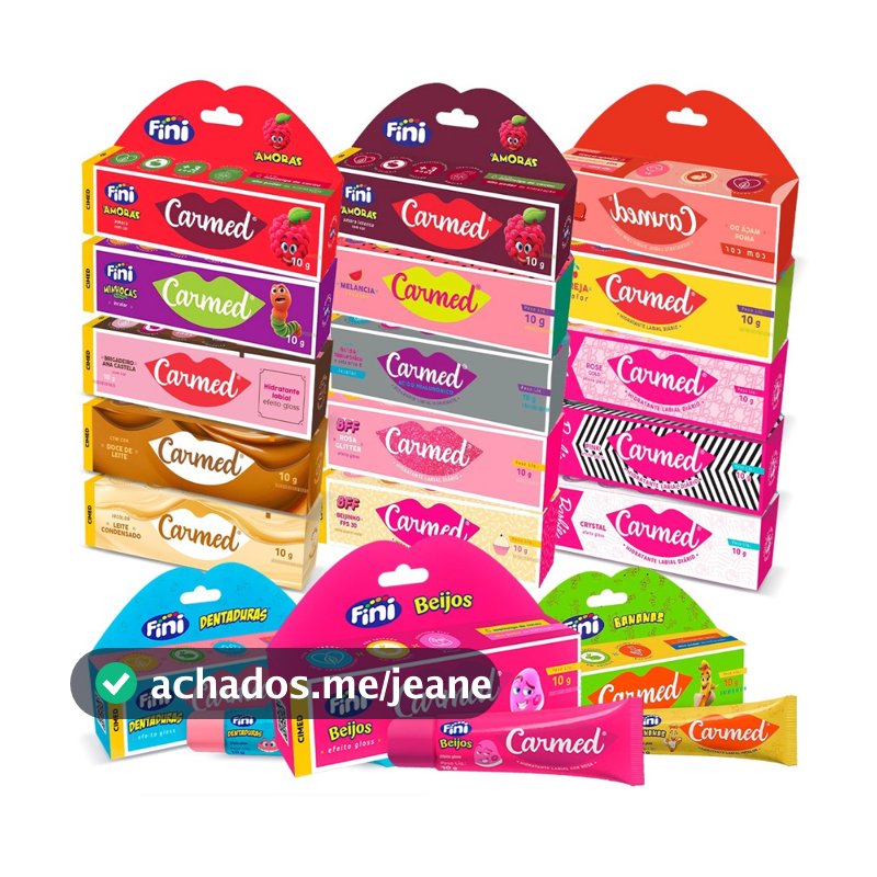 Hidratante Labial Carmed Crystal Pink Rose Gold Dentadura Beijo Banana Beijinho Rosa Glitter