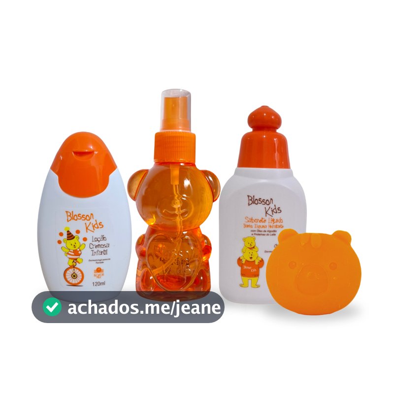 Blossom Kids kit colonia laranjinha infantil, loção hidratante e sabonete ph NEUTRO ideal para presente