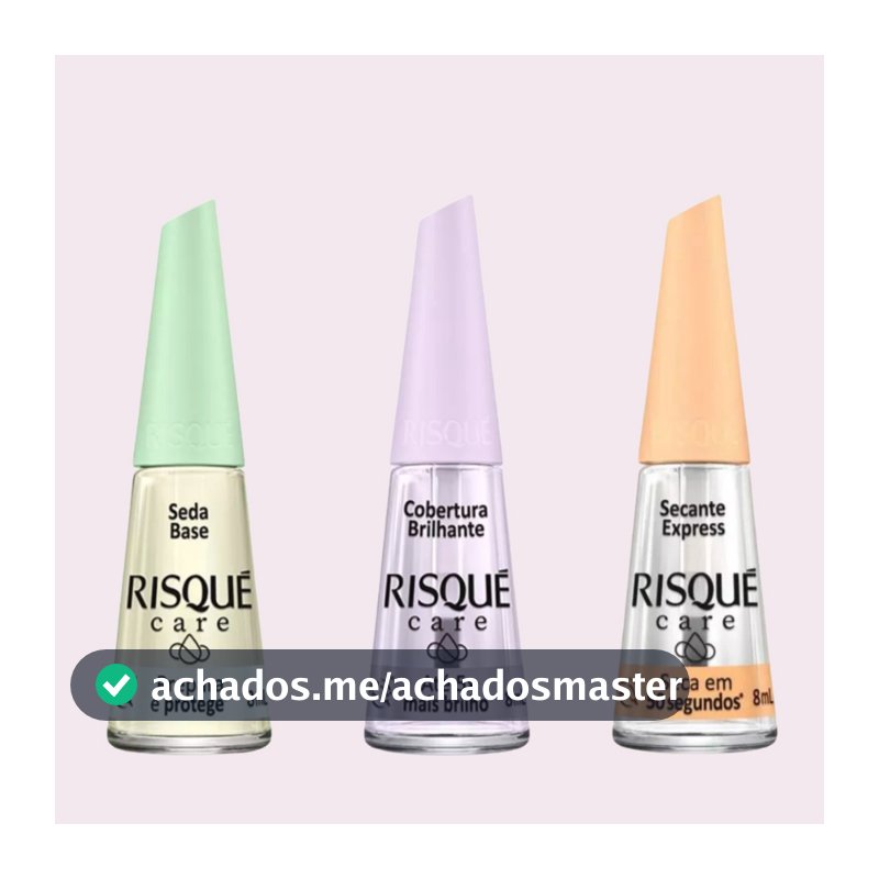 Kit Completo Risqué Care 8ml – Seda Base, Extra Brilho e Secante Express Cuidados