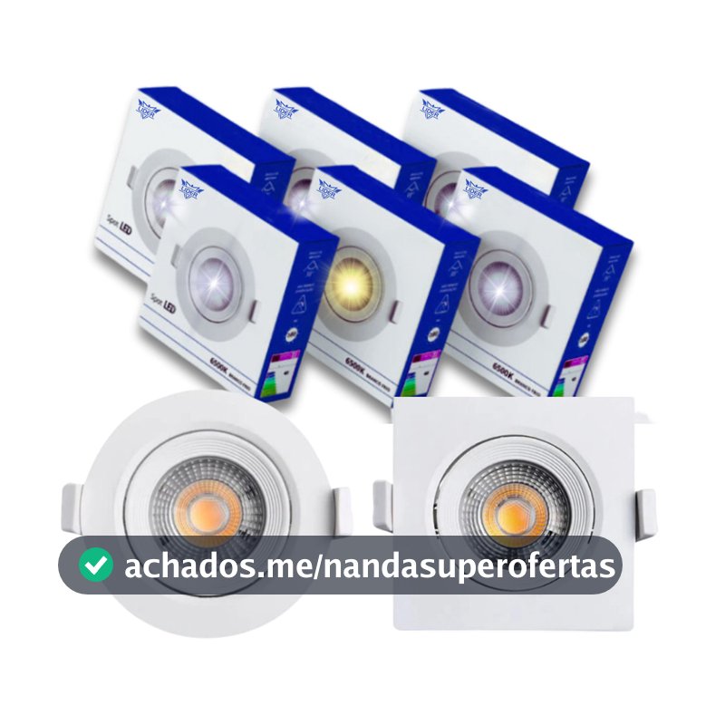 Spot Led Embutir 5W/7W Dicróica Direcionável Branco Frio Quente 3000K 6000K Quadrado ou Redondo