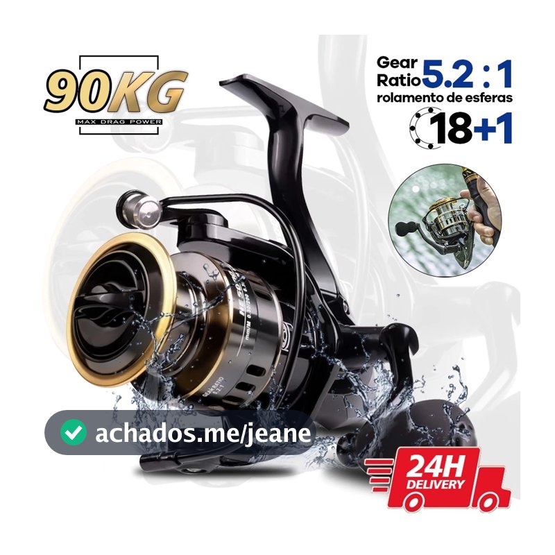 Molinete De Pesca De Metal EVA HD1000-7000 Max Arraste 10kg Cana Em Água Salgada
