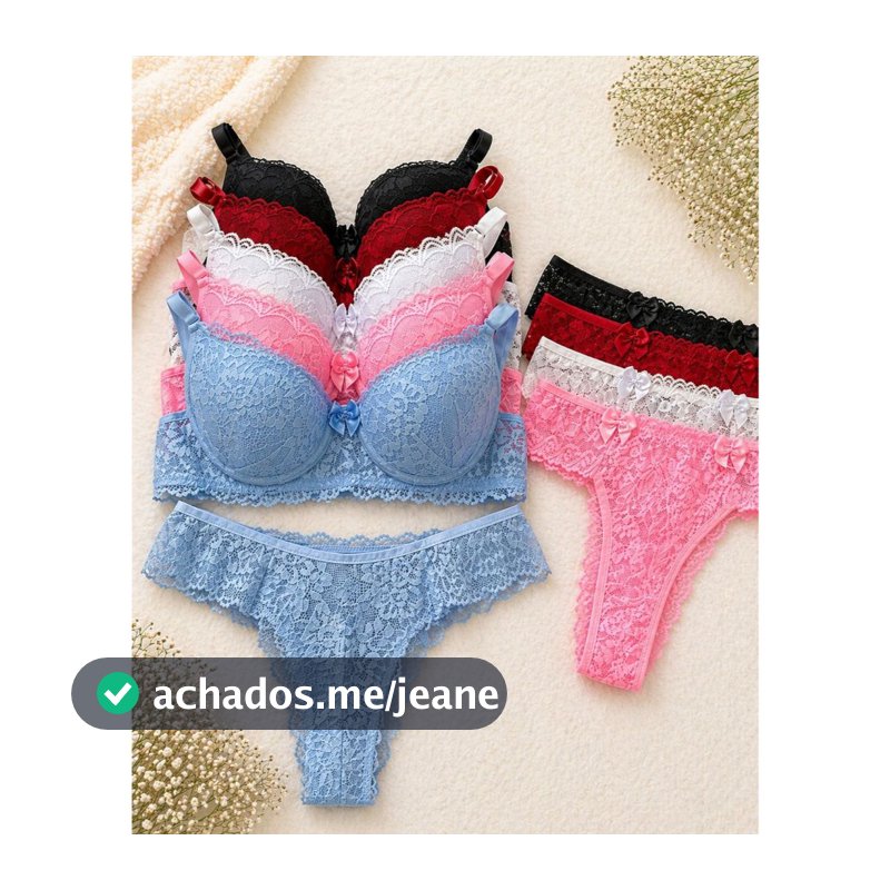 Conjunto de Lingerie Renda Com Bojo Sutia e Calcinha Fio Sensual Noite e Dia Dia Confortavel