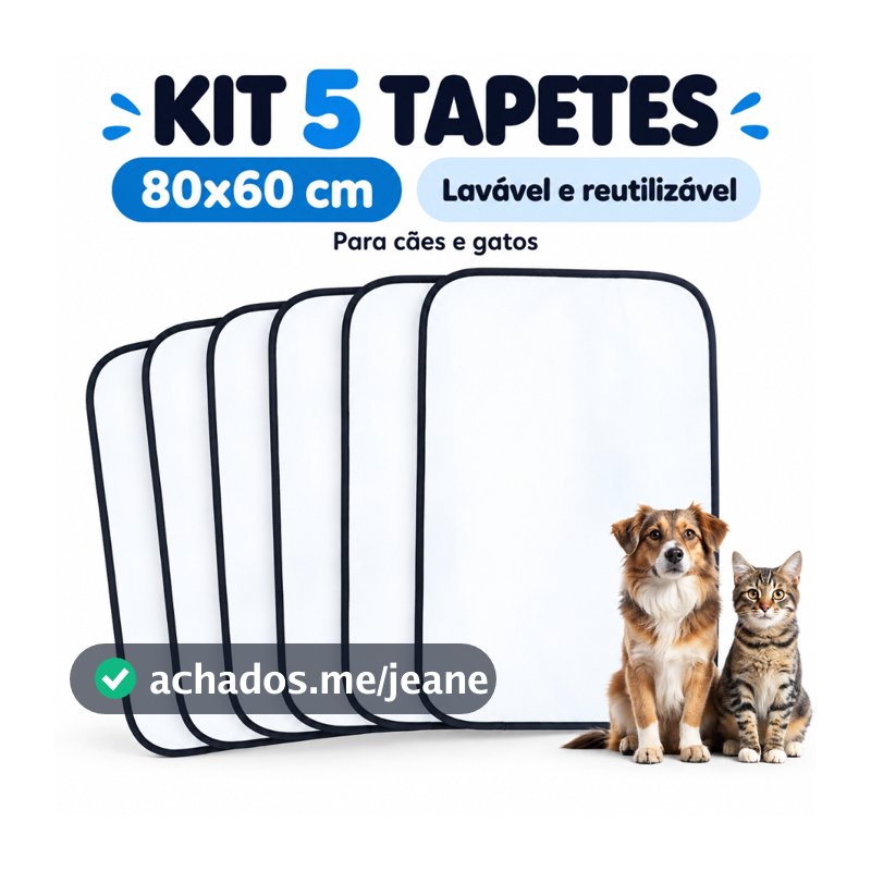 Tapete Higienico 80x60cm Kit 5 Lavavel Flocospet Branco