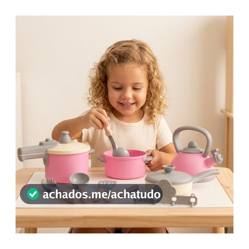 Kit Cozinha Panelinhas Faz De Conta Com Utensílios Faca/Concha/Espátula Mercotoys
