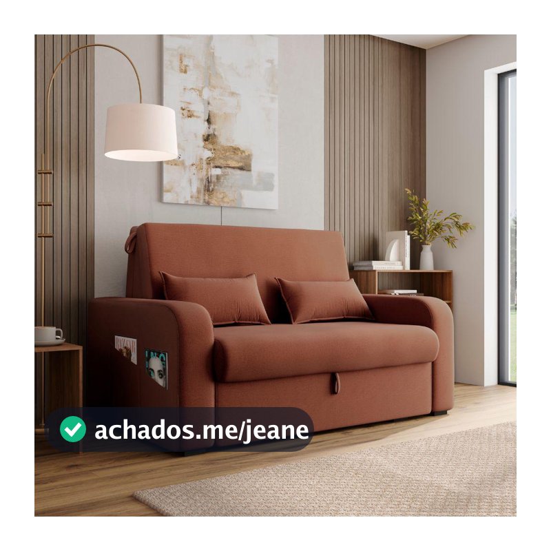 Sofá Cama com Baú 2 Lugares 140cm Lady Day Ferrugem Matrix