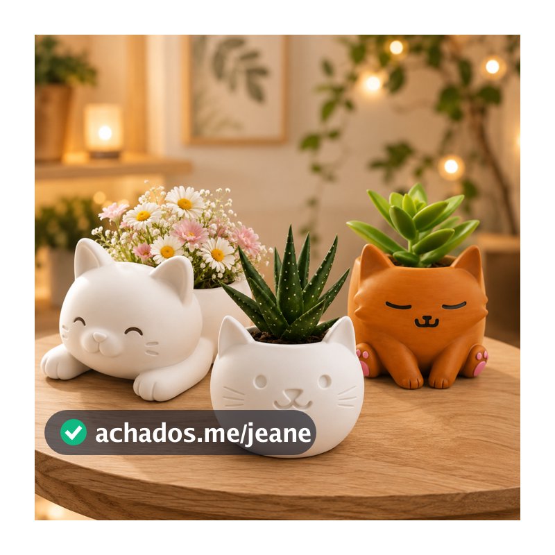 Vaso Decorativo de Gato e Cachorro Fofo para Suculentas e Plantas