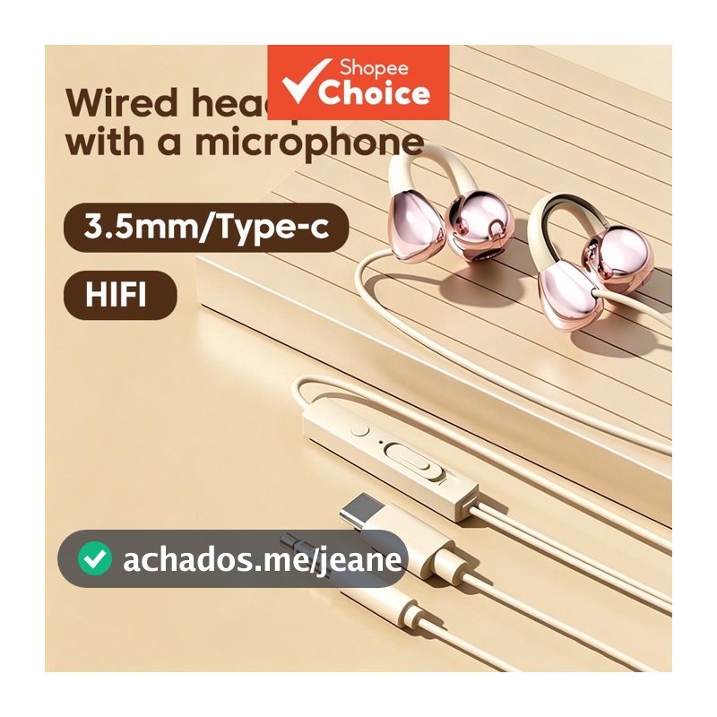 Fones De Ouvido Pendurados Na Orelha S18 Com Fio Tipo C Controle De 3.5 Mm Microfone Para Música Uso Diário Áudio Estáve