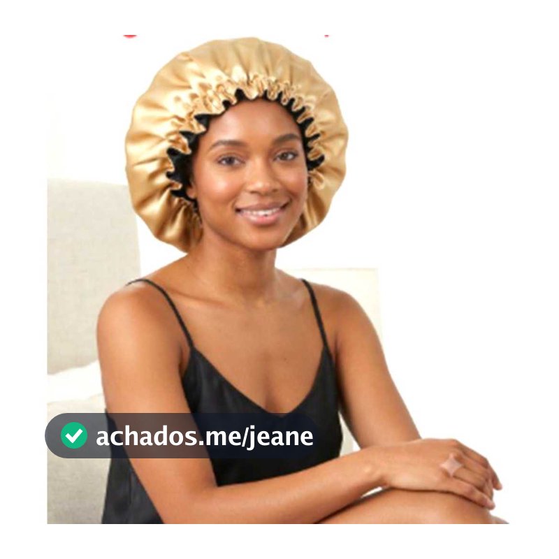 Touca de Cetim Extra Grande Dupla Face Ajustável com Regulador de Elástico