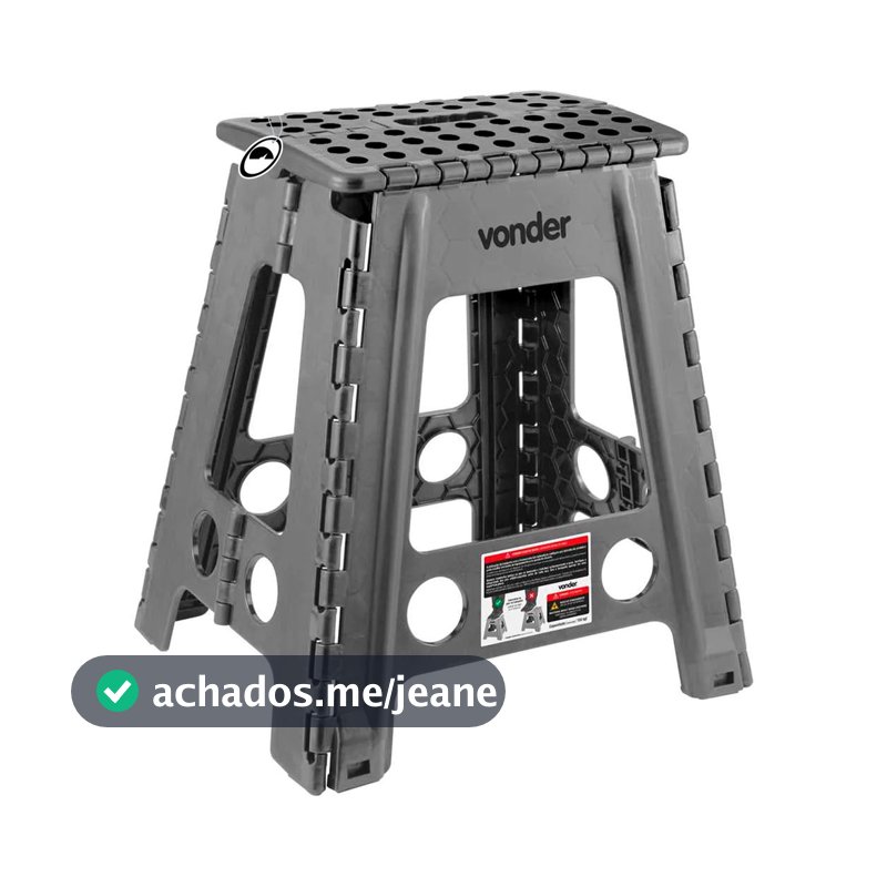 Banqueta Plástica Multiuso Dobrável 45cm Capacidade 150kg Vonder Cinza