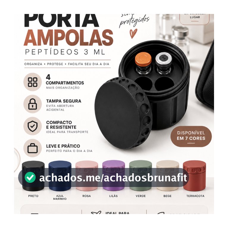 Estojo Porta Ampolas com 4 Compartimentos | Organizador Compacto para Frascos | Porta Frascos Resistente e Portátil