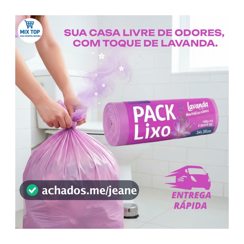 Sacos de Lixo Perfumados Lavanda  Para Pia e Banheiro Neutraliza Odores.