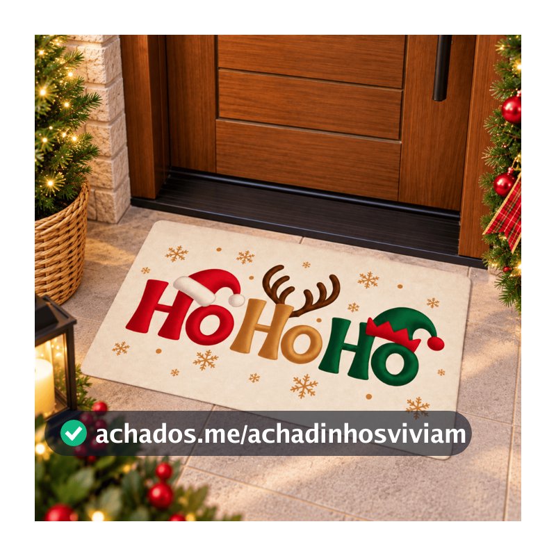 Tapete Natal Antiderrapante para Entrada de Casa Porta 34x58cm Várias Estampas