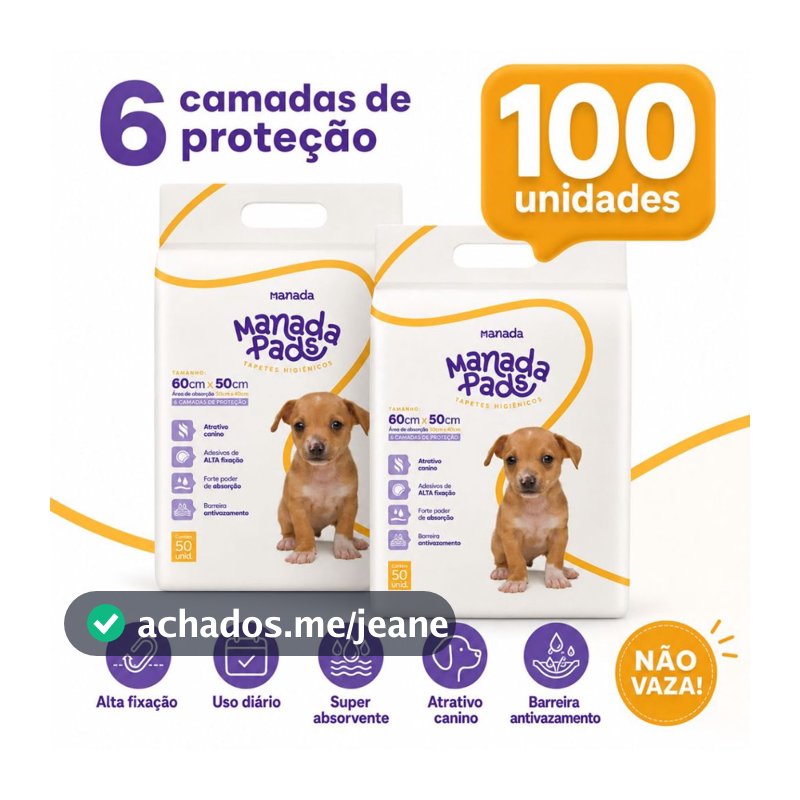Kit 02 Tapete Higiênico Para Cães Manada Pads Neutro 50X60cm