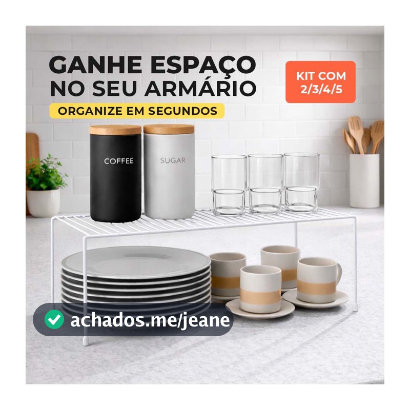 Organizador de Armário Cozinha Prateleira Suspensa Multiuso Suporte Porta Pratos Copos Branco