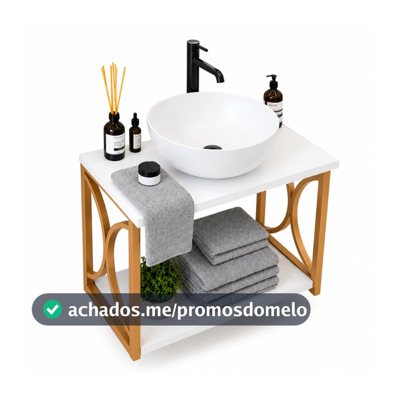 Gabinete Banheiro Estilo Industrial + Cuba Sobreposta MDF Armário + Pia Moderno Compacto Premium