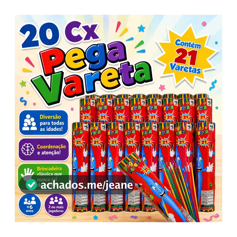 20 cx Jogo Pega Vareta Brinquedo p/ Kit Festa Lembrancinha Educativo Educativo Didatico Infantil