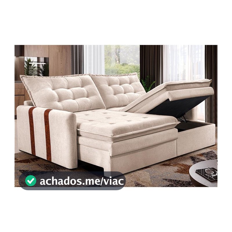 Sofá Baú Sem Caixa Retrátil 2,00m SoftGel Petit Boucle Bege Claro Cama inBox