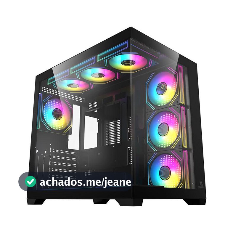 Gabinete Gamer Acegeek Omniview, Mid-Tower, Lateral de Vidro, Preto, AG-OMNIVIEW-BK
