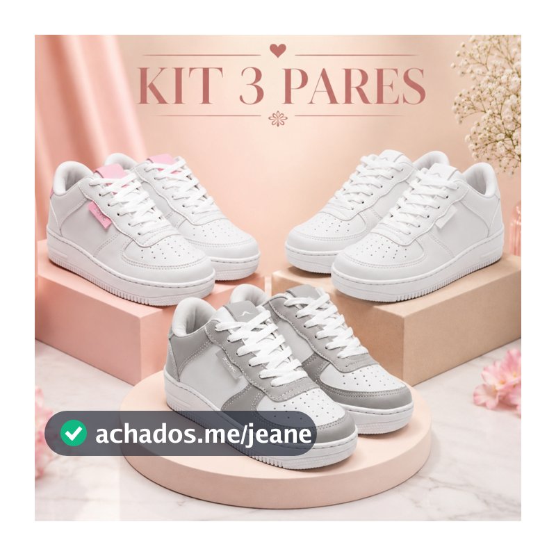 3 Pares Tênis Feminino Macio Ultraleve Street Style Para Visuais Casuais e Modernos