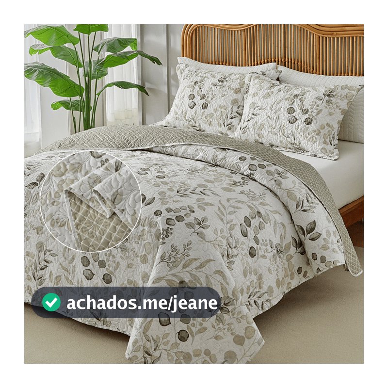 Kit Colcha Cobre Leito 3 Peças Itália Estampado Dupla Face Aba Americana King Queen Casal Solteiro