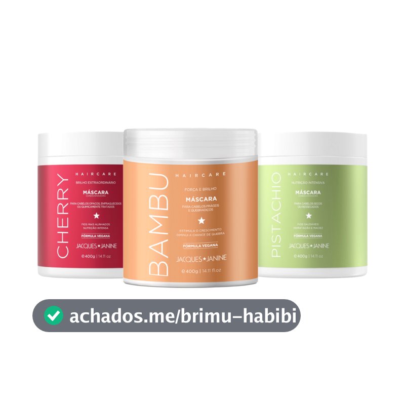 Máscaras Cronograma Jacques Janine Hidratação Nutrição Reconstrução Cereja Pistache Bambu 1200g
